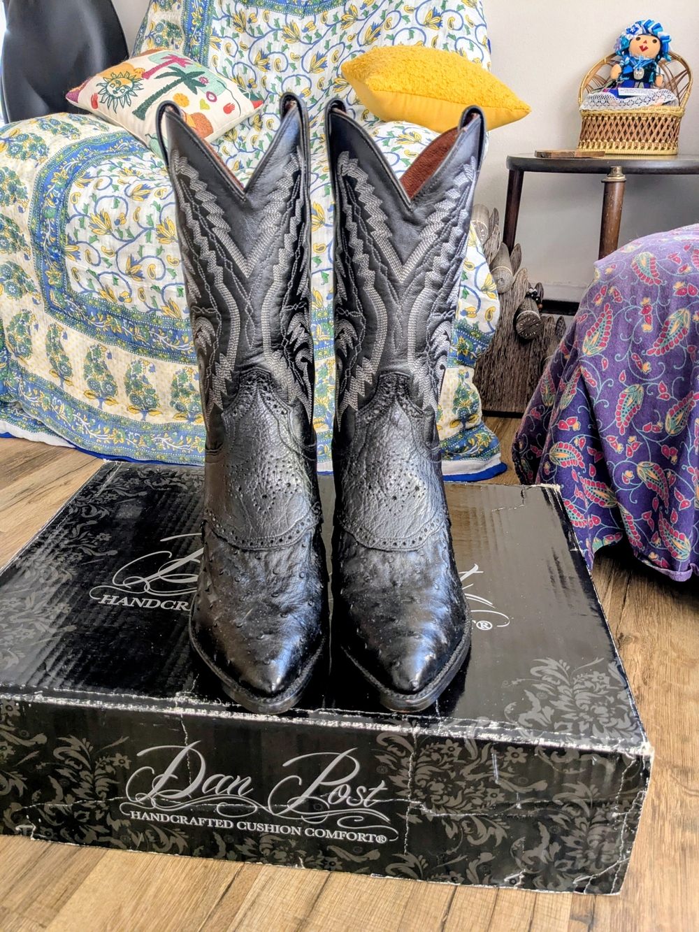 Black Western Ostrich Dan Post Women's Boots